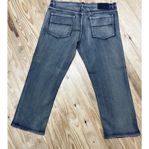 Linea Uomo Men's Size 44x30 Relaxed Straight Blue Cotton Blend Stretch Jeans - Picture 2 of 7